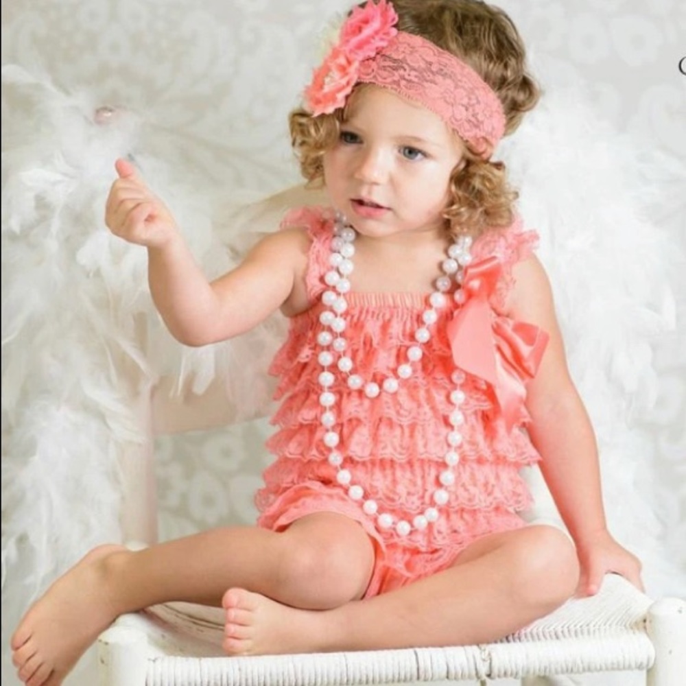 Coral Lace Romper